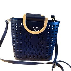 Joy Susan Madison VEGAN Navy Cut Out Tote. NWOT!